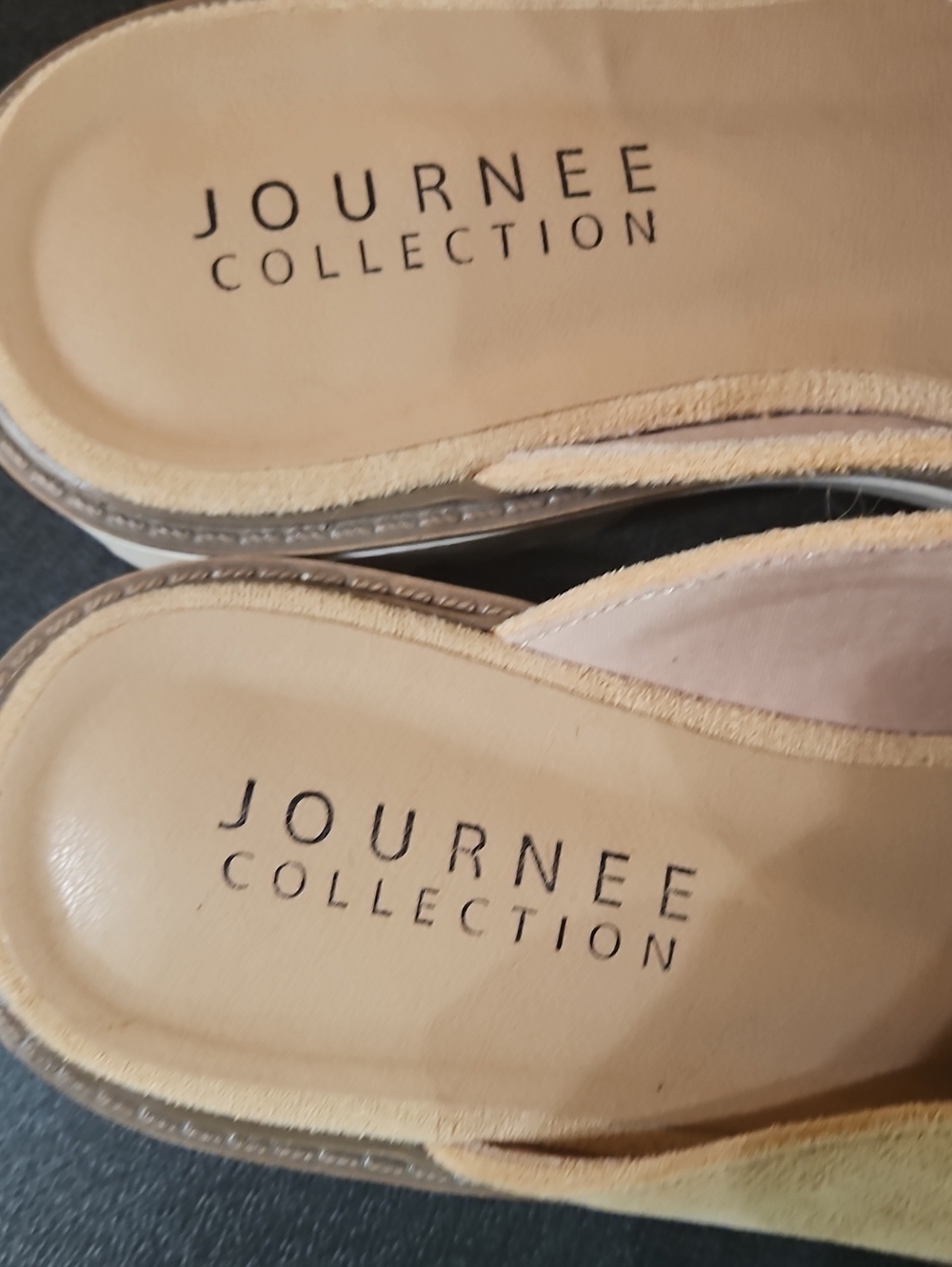Journee Collection Women’s Beige Suede Slip-On Loafer Mules - Picture 2 of 7